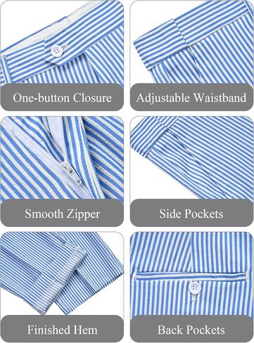 WEEN CHARM Men’s Seersucker Pinstripe 2 Piece Slim Fit Suit Lightweight Summer Suit for Wedding, Prom, Kentucky Derby Outfit, Church Social, Formal Party Blue in Saudi Arabia