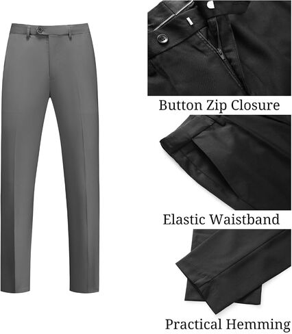 UNINUKOO Mens Tuxedo Suit Set 3 Piece Slim Fit One Button Formal Wedding Party Prom Suits for Men US Size S Gray in Saudi Arabia