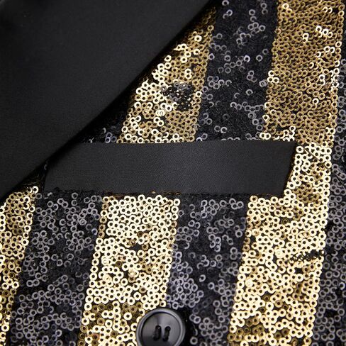 Men's Striped Sequin Double-Breasted Suit Set Tuxedo Jacket & Pants for Wedding, Prom in Saudi Arabia
