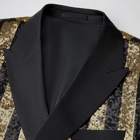 Men's Striped Sequin Double-Breasted Suit Set Tuxedo Jacket & Pants for Wedding, Prom in Saudi Arabia