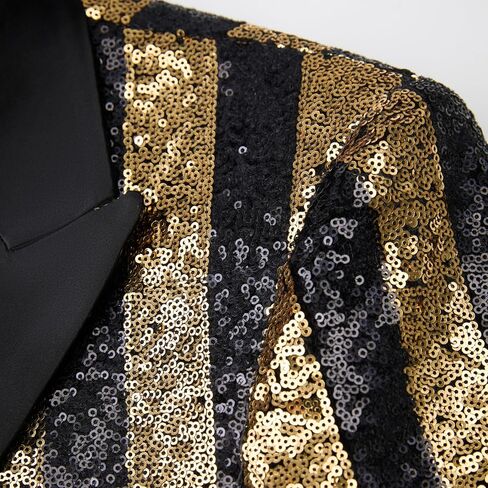 Men's Striped Sequin Double-Breasted Suit Set Tuxedo Jacket & Pants for Wedding, Prom in Saudi Arabia