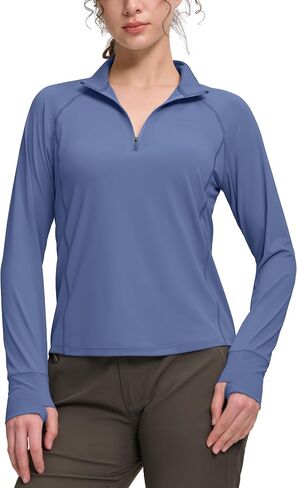 Pioneer Camp Women's Quarter Zip Sun Shirt Back Pocket UPF50+ Lightweight Quick Dry UV Protection Hiking Running Cycling in Kuwait
