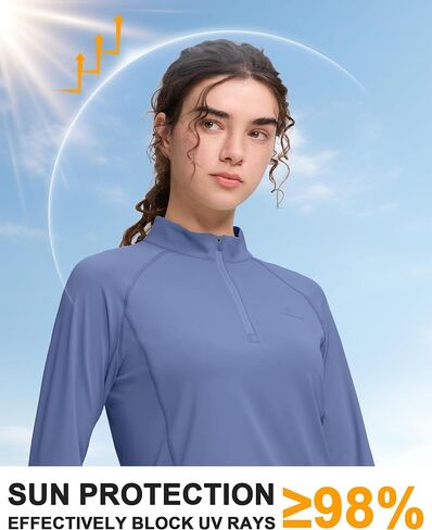 Pioneer Camp Women's Quarter Zip Sun Shirt Back Pocket UPF50+ Lightweight Quick Dry UV Protection Hiking Running Cycling in Kuwait