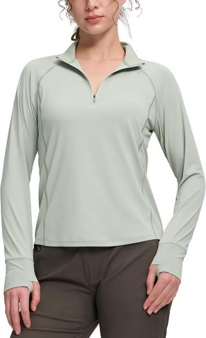 Pioneer Camp Women's Quarter Zip Sun Shirt Back Pocket UPF50+ Lightweight Quick Dry UV Protection Hiking Running Cycling in Kuwait