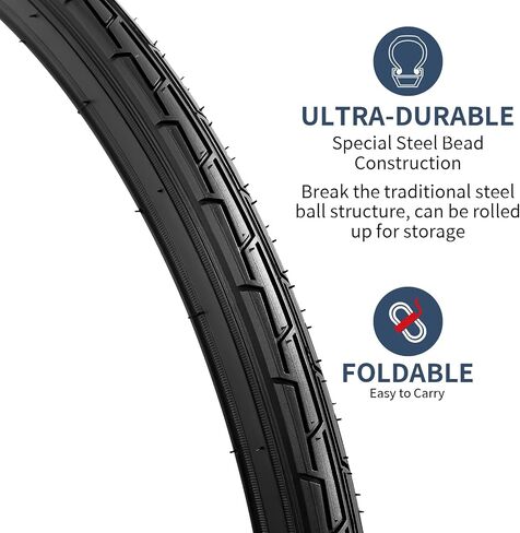YUNSCM 2-PCS 700C Bike Tires 700x35C/35-622 60TPI and 700C Heavy Duty Bike Tubes Presta Valve with 2 Rim Strips Compatible with 700x33C 700x35C 700x36C 700x37C Bike Bicycle Tires and Tubes (Y-585) in Kuwait