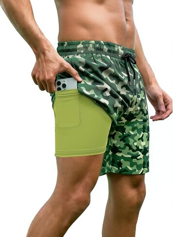Arolina Mens Swim Trunks with Compression Liner 7 Inch Quick Dry Board Shorts Bathing Suits Swimwear in Saudi Arabia