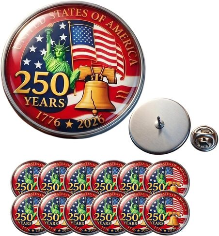 250th Anniversary USA Lapel Pin, 12 PCS American Patriotic Pins for 4th of July, Bulk USA 250th Anniversary Merchandise, America 250th Birthday Gift for Men & Women, Memorial Pins for Hat and Suit in Saudi Arabia