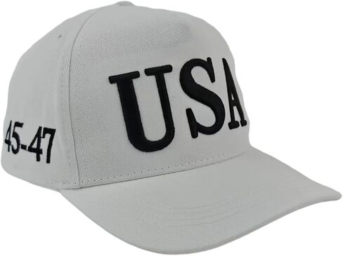 Trump 45-47 USA Hats for Women Men, MAGA Structured Patriotic Baseball Cap Adjustable Embroidered American Flag Hat White in Saudi Arabia