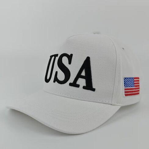Trump 45-47 USA Hats for Women Men, MAGA Structured Patriotic Baseball Cap Adjustable Embroidered American Flag Hat White in Saudi Arabia