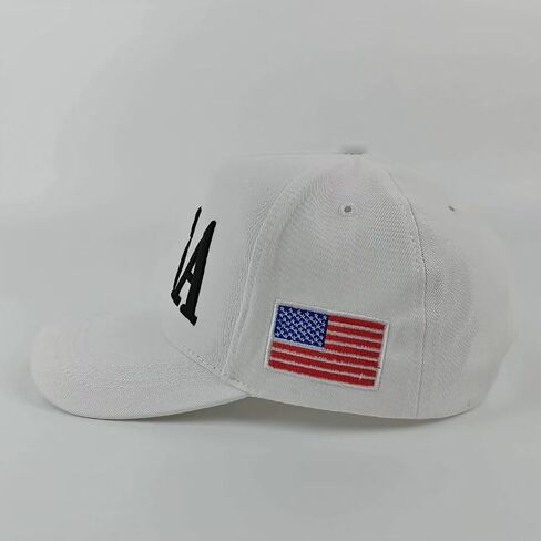 Trump 45-47 USA Hats for Women Men, MAGA Structured Patriotic Baseball Cap Adjustable Embroidered American Flag Hat White in Saudi Arabia