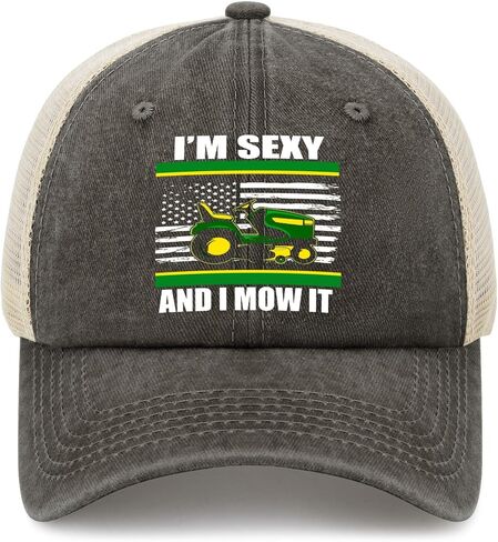 Funny Lawn Mower Trucker Hat for Dad, Mowing Humor Mesh Back Cap, Adjustable Yard Work Gift for Men Gardeners Landscapers in Kuwait