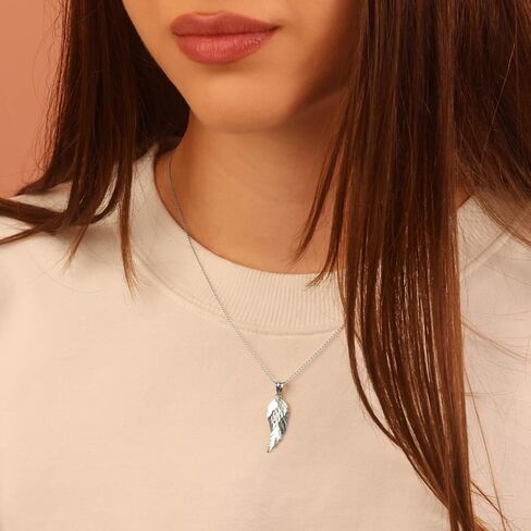 Claddagh Gold Religious Jewelry .925 Sterling Silver Dangling Angel Wing Heavenly Celestial Charm Pendant Necklace | Choice of Sizes (S-L), Pendant Only or Chain Length in Saudi Arabia