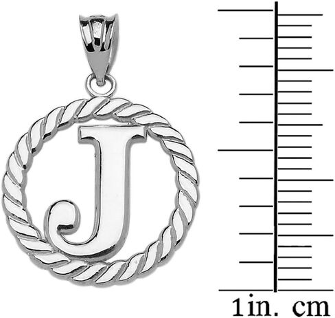 High Polish 925 Sterling Silver Roped Circle "J" Initial Charm Pendant in Kuwait