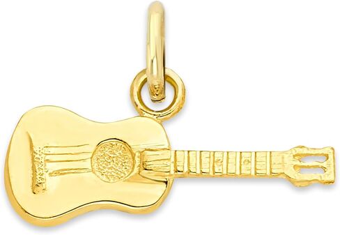 Solid 10k or 14k Gold Guitar Charm with Jump Ring - Music Jewelry Gifts for Her in Kuwait