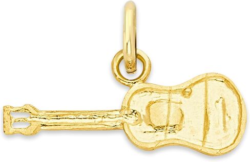 Solid 10k or 14k Gold Guitar Charm with Jump Ring - Music Jewelry Gifts for Her in Kuwait