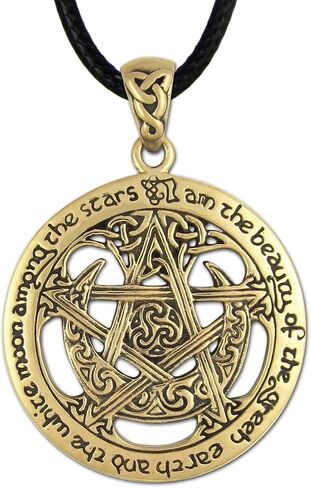 Dryad Design Large Moon Pentacle Pendant 1.25" - Solid Bronze Wiccan Jewelry Pagan Fashion in Kuwait