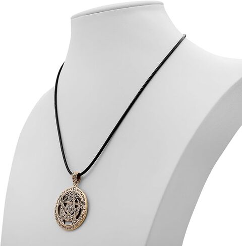 Dryad Design Large Moon Pentacle Pendant 1.25" - Solid Bronze Wiccan Jewelry Pagan Fashion in Kuwait