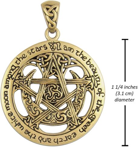 Dryad Design Large Moon Pentacle Pendant 1.25" - Solid Bronze Wiccan Jewelry Pagan Fashion in Kuwait