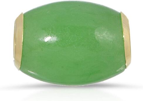 Regalia by Ulti Ramos 14K Yellow Gold Genuine Jade Barrel Slide Pendant in Saudi Arabia