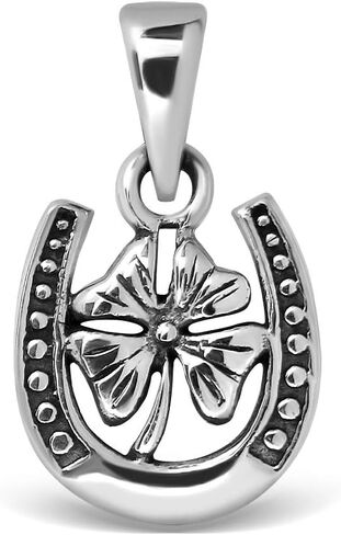 WithLoveSilver 925 Sterling Silver Horseshoe with Four Leaf Lucky Clover Good Luck Pendant in Kuwait