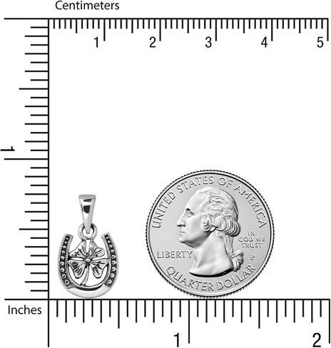 WithLoveSilver 925 Sterling Silver Horseshoe with Four Leaf Lucky Clover Good Luck Pendant in Kuwait