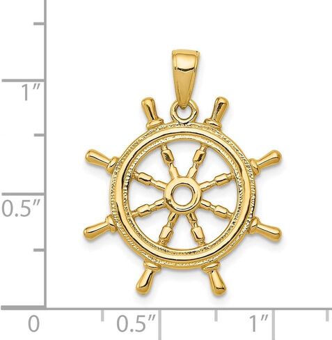 Saris and Things 14k Yellow Gold Ship Wheel Charm Pendant in Kuwait