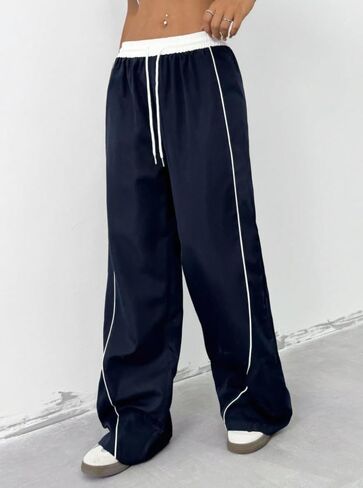 Parachute Track Pants Women Wide Leg Baggy Pants Drawstring Waist 2000s Y2K Sweatpants Streetwear in Saudi Arabia