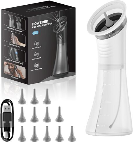 Upgraded Ear Wax Removal with LED Display- Safe and Effective Ear Wax Removal Kit-Ear Cleaner Kit -with Wastewater Recovery System-(White) in Saudi Arabia