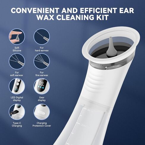 Upgraded Ear Wax Removal with LED Display- Safe and Effective Ear Wax Removal Kit-Ear Cleaner Kit -with Wastewater Recovery System-(White) in Saudi Arabia