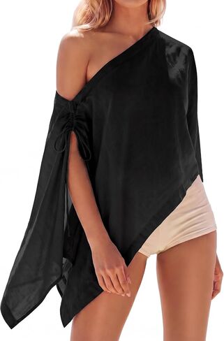Women's Poncho Top - Off the Shoulder Summer Beach Cover Up for Travel Vacation Outfits & Daily Wear in Saudi Arabia