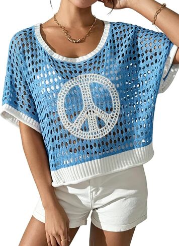 OCSTRADE Summer Crochet Tops for Women Boho Crop Hollow Out Sweaters Beach Vacation Knit Cover Ups in Saudi Arabia
