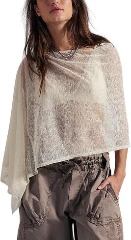 Sheer Poncho Top for Women, Lightweight Knit Going Out Top, Off Shoulder Asymmetric Beach Cover Up in Saudi Arabia