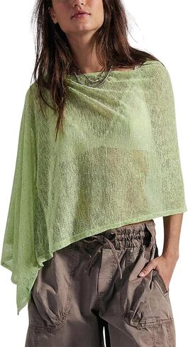 Sheer Poncho Top for Women, Lightweight Knit Going Out Top, Off Shoulder Asymmetric Beach Cover Up in Saudi Arabia
