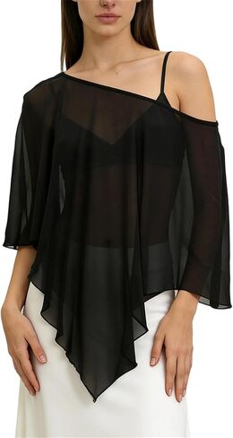 Miqil Women Sexy Off the Shoulder Sheer Mesh Shawl Poncho Boho See Through Lightweight Flowy Bolero Summer Beach Cover Ups in Saudi Arabia