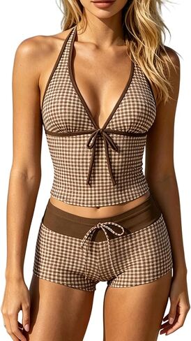 Tankini with Shorts Tankini Swimsuits for Women Y2k Vintage 2 Pieces Bikini Set Beach Swimsuit Vacation Bathing Suit in Kuwait