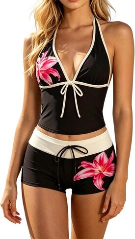 Tankini with Shorts Tankini Swimsuits for Women Y2k Vintage 2 Pieces Bikini Set Beach Swimsuit Vacation Bathing Suit in Kuwait