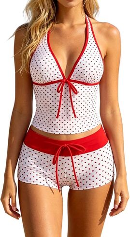 Tankini with Shorts Tankini Swimsuits for Women Y2k Vintage 2 Pieces Bikini Set Beach Swimsuit Vacation Bathing Suit in Kuwait