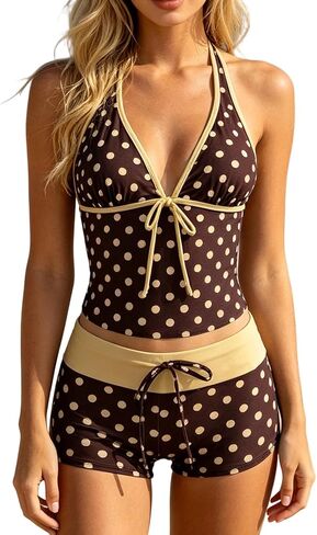 Tankini with Shorts Tankini Swimsuits for Women Y2k Vintage 2 Pieces Bikini Set Beach Swimsuit Vacation Bathing Suit in Kuwait