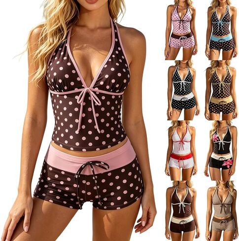 Tankini with Shorts Tankini Swimsuits for Women Y2k Vintage 2 Pieces Bikini Set Beach Swimsuit Vacation Bathing Suit in Kuwait