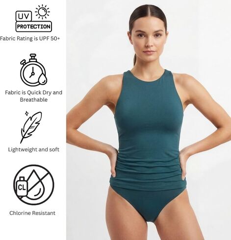 Eddie Bauer Women’s Tankini 2-Piece Swimsuit – UPF 50+ Quick Dry Set with Built-in Bra, Removable Cups and High Waist Brief in Kuwait