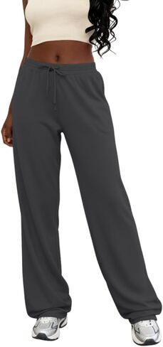 Ulovmi Women's Wide Leg Sweatpants Relaxed Fit Elastic Drawstring Straight Leg Pants Athletic Joggers with Pockets in Saudi Arabia