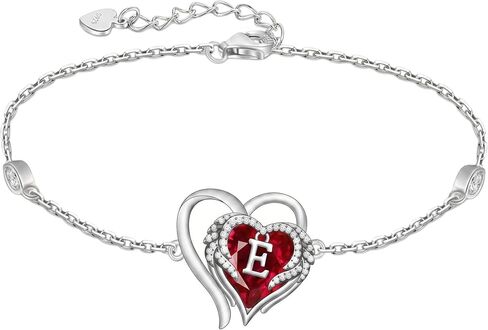 Initial Bracelet for Women 925 Sterling Silver Heart Angel Wings Initial Bracelet Anniversary Birthday Mothers Day Jewelry for Mom Her Wife in Kuwait
