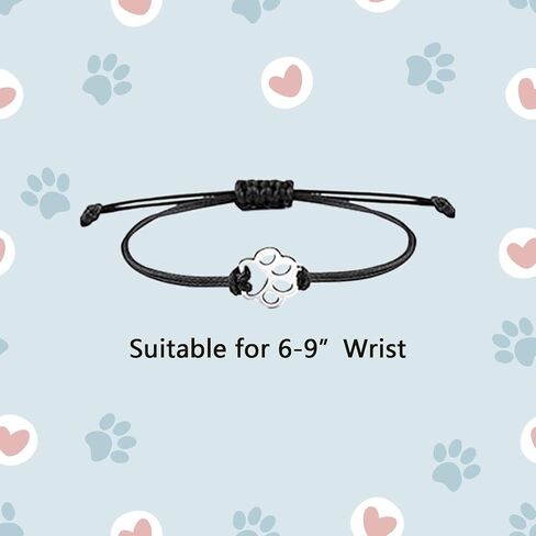 NEWITIN 16 Pieces Paw Print Bracelets for Women Handmade Adjustable Strings Stainless Steel Cat Dog Bracelets Family Friend Couple Jewelry for Women Men in Kuwait