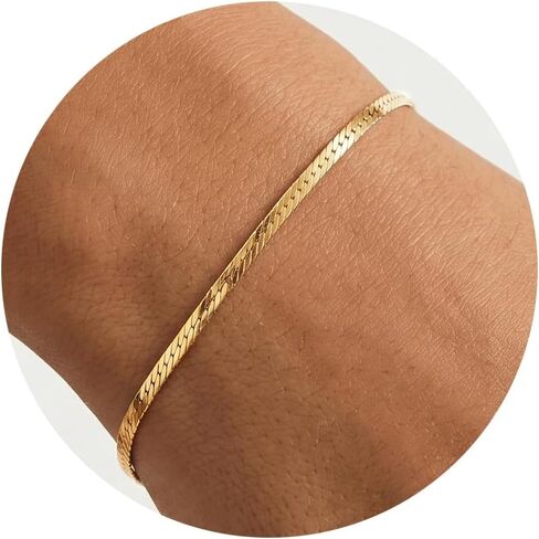 Gold Bracelet for Women, 925 Sterling Silver Gold Plated Herringbone Chain Exquisite Gifts for Women Size: 6.5-8 Inches in Saudi Arabia