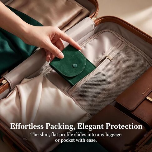 Travel Watch Pouch 2 Pack (Black & Green) Soft Protective Watch Travel Case for Men & Women, Prevent Scratches in Luggage, Snap Closure, Fits Most Watches, Gift Ready in Saudi Arabia