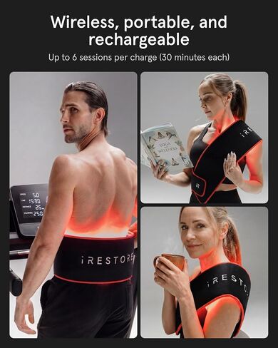 iRESTORE Red Light Therapy Belt for Back Pain and Shoulder Support - Infrared Red Light Therapy for Body with 3 Wavelengths, Wireless LED Belt for Waist, Stomach, Back, Knee, Wellness & Recovery in Saudi Arabia