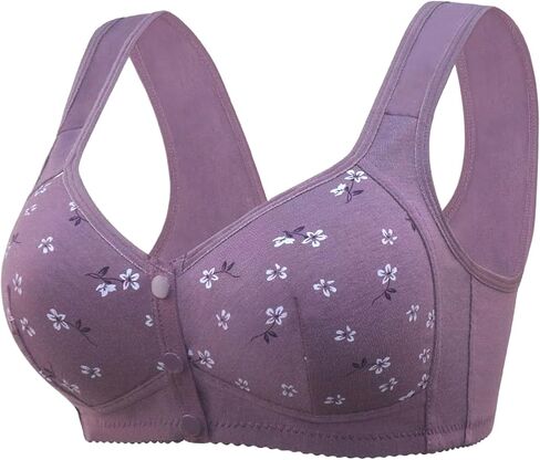 Daisy Bra for Older Women Front Closure Bras for Senior No Underwire Wireless Snap Closing Comfort Cotton Bra in Saudi Arabia