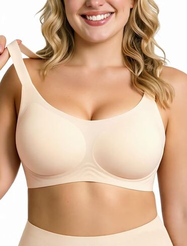 Resides Womens Wireless Jelly Bras No Underwire Seamless Push Up Supportive Full Coverage Everyday Bras in Kuwait