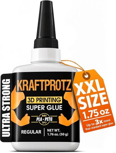 1.76 فلوريدا. أوز. 3D Print Super Glue Extra Strong - جل Superglue بما في ذلك. طرف مضاد للجفاف - KRAFTPROTZ - مقاوم للماء - غراء PLA، غراء ABS، غراء PETG، غراء TPU in Kuwait