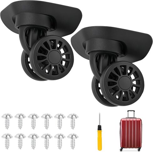 2Pcs Luggage Suitcase Wheels,Only Compatible with DELSEY 24 Inch Checked-Medium ,luggage wheels replacement with Screws/screwdriver,360° Rotation Spinner Wheel,Mute Double Row Swivel Wheel(Black) in Saudi Arabia